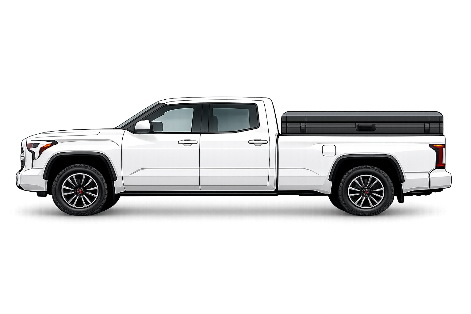 Pickup truck with a closed Hreiður rooftop tent